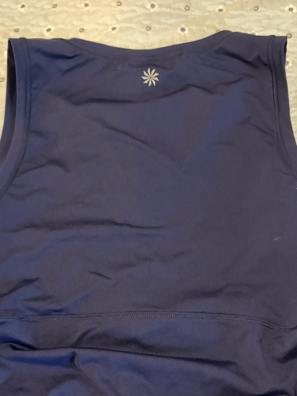 Athleta Side Scrunch Sleeveless Rachguard Half Zip Navy Blue Tank Top - Picture 5 of 5